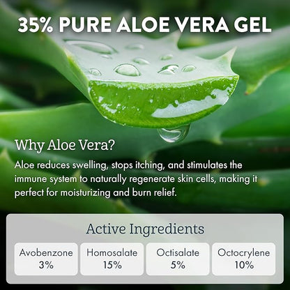 Aloe Up Kids Sport Sunscreen Lotion SPF 50 - Broad Spectrum Sheer Face and Body Sunscreen Protector for Sensitive Skin - With Aloe Vera Gel - Dries Fast - Reef Safe - Fragrance-Free - 6 Oz