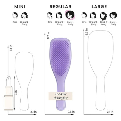 Tangle Teezer Ultimate Detangler Curly Hair Brush, Dry & Wet Hairbrush, Reduces Frizz & Breakage, for 3C to 4C Curly Hair Types, Purple Passion