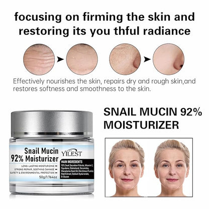 𝐒𝐧𝐚𝐢𝐥 𝐌𝐮𝐜𝐢𝐧 92% Moisturizer Daily Face Gel Cream, Crema de Baba de Caracol Original, Snail Secretion Filtrate Nourishing Cream, Moisturizer Face Cream 𝐒𝐧𝐚𝐢𝐥 𝐌𝐮𝐜𝐢𝐧 (2PCS)