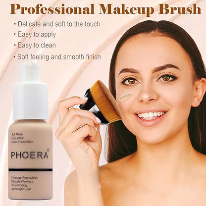 2 Pcs Liquid Foundation Full Coverage 24HR Matte Flat Top 30ml