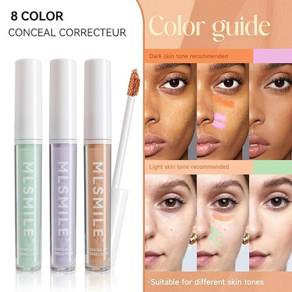 Color Liquid Conceal Contour Foundation, Waterproof 8 Colors Tone, 08