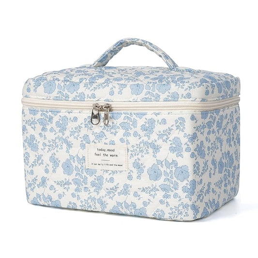 Makeup bag, quilted makeup bag,large