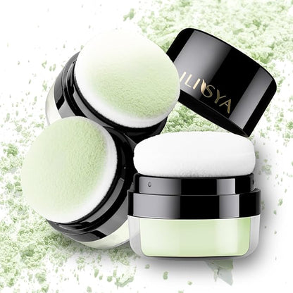 Setting Powder Lightweight Loose Powder Finishing Powder Long-Lasting Green/Translucent)-3 Boxes