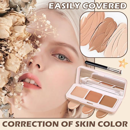 3 Colors Correcting Concealer Palette,Full Coverage Cream Contou