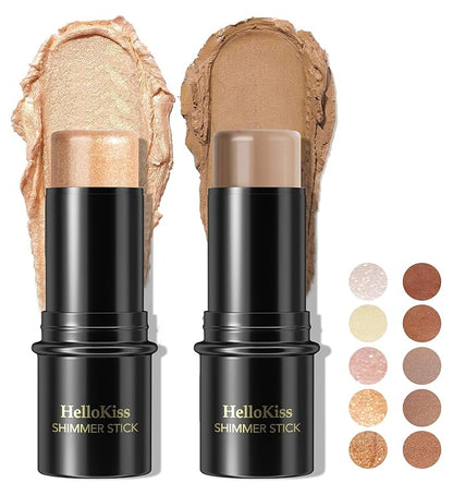 POPMISOLER 2 pcs Makeup Highlighter Stick & Cream Foundation Stick