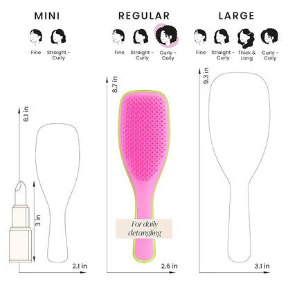 Tangle Teezer Ultimate Detangler Curly Hair Brush, Dry & Wet Hairbrush, Reduces Frizz & Breakage, for 3C to 4C Curly Hair Types, Cyber Lime & Pink