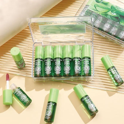 6Pcs Plumping Aloe Vera Lip Oil, Big Brush Lip