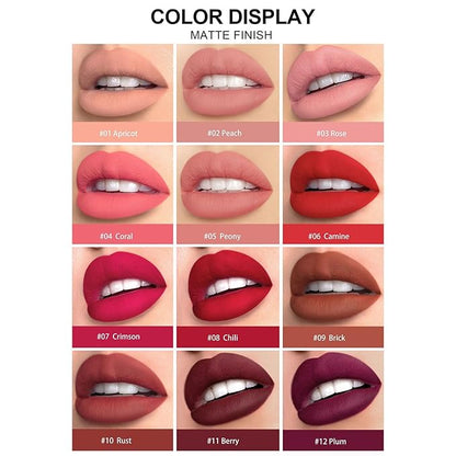12 Colors Matte Lipstick Pen Lip Liner Pencil Long-lasting