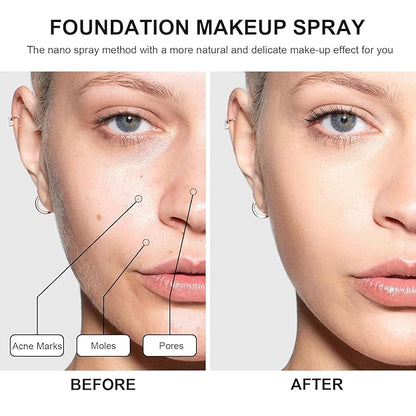 Airbrush Foundation Makeup Spray, Long Lasting Waterproof Full (#3 Nude) 2.36oz