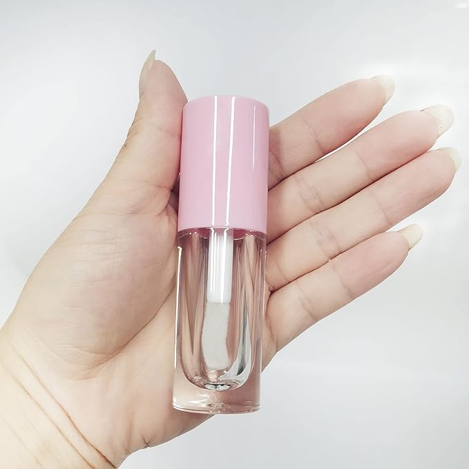 COSIDEA 14pcs Empty 6ml big doe foot wand Chunky lip gloss tubes for DIY lipgloss,Pink round lipgloss containers tubes with thick wand (Black)