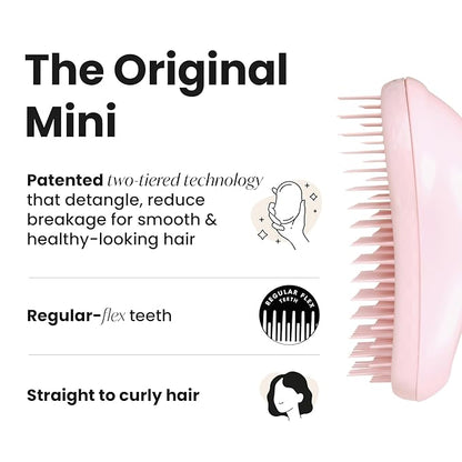 Tangle Teezer Original Detangler Brush, Dry & Wet Travel Size Mini Hair Brush, for Kids & All Hair Types, Millennial Pink