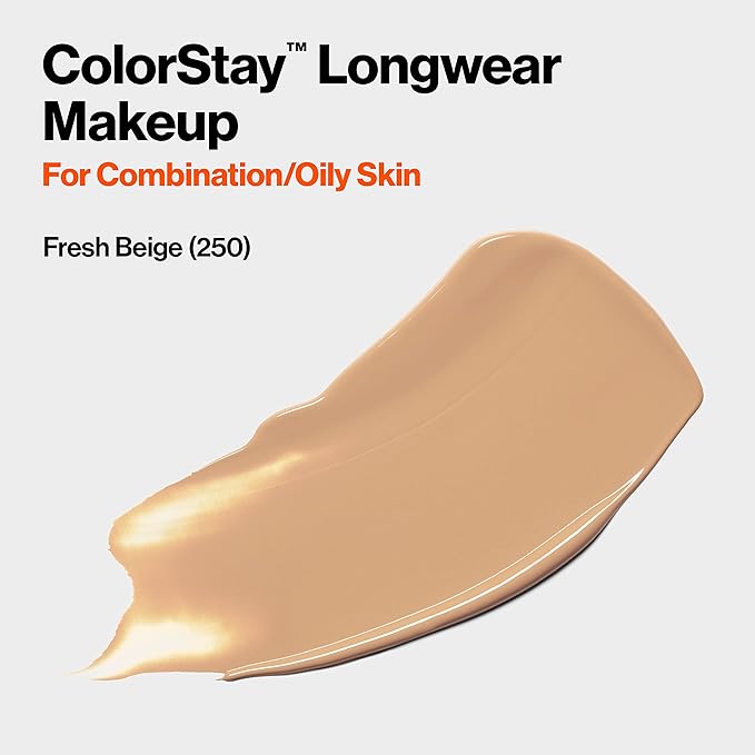 Revlon Liquid Foundation, ColorStay Face Makeup for Combination Beige (250), 1.0 oz