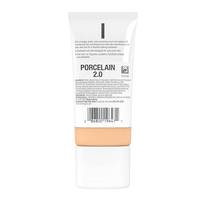 Neutrogena Clear Coverage Flawless Matte CC Cream, Full-Coverage Free, Porcelain, 1 oz