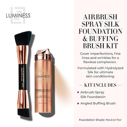 LUMINESS Silk Airbrush Spray Foundation & Buffing Brush Neutral Fair