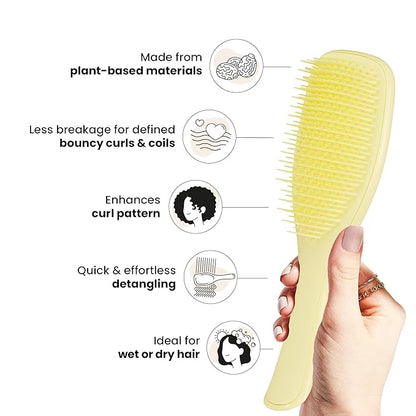 Tangle Teezer Plant-Based Ultimate Detangler Brush, Dry & Wet Hair Brush, Eliminates Knots & Reduces Breakage for Curly to Coily, 3C to 4C Hair Types, Pastel Yellow