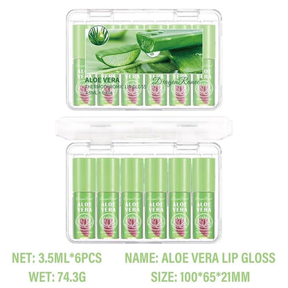 6Pcs Plumping Aloe Vera Lip Oil, Big Brush Lip