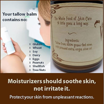 Vintage Tradition Beef Tallow All Purpose Balm - Healing, Hydrating Luxurious Skin Care Salve Replaces Body Lotion, Hand Cream, More - Essential Oil, Olive Oil, and Grass-Fed Tallow, 2 fl. oz.