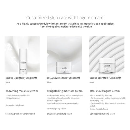 LAGOM Cellus Deep Moisture Cream Natural Moisturizer with Ceramide and D-Panthenol (B5) Snooth Hydrating Nourishing Protecting Cream 2.02 Fl Oz