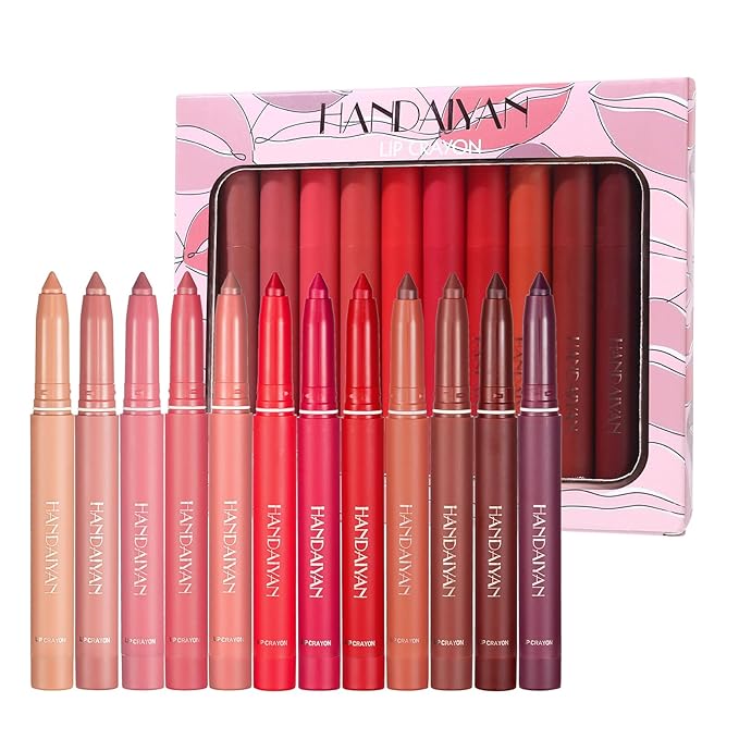 12 Colors Matte Lipstick Pen Lip Liner Pencil Long-lasting