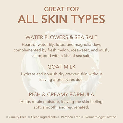 Dionis - Goat Milk Skincare Scented Hand Cream (1 oz) Set of 6, Moisturizing Lotion for Dry Skin, Good for Sensitive Skin, Cruelty-free and Paraben-free (Water Flowers & Sea Salt)