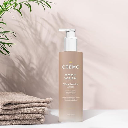 Cremo White Jasmine Amber Skin Moisturizing Body Wash for Women, Notes of White Jasmine, Red Currant, and Sweet Amber, 16 Fl Oz