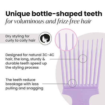 Tangle Teezer Hair Pick, Adds Lift, Volume, Preserves Curl, Reduces Frizz, for Curly Hair Types, Lilac