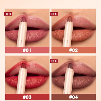 8 Colors High Pigmented Smooth Matte Lip Liner Pencil, Waterproof Velvet Lipstick Pen, Professional Lip Liner for Girls and Women (04)