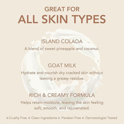 Dionis - Goat Milk Skincare Scented Hand Cream (1 oz) Set of 6, Moisturizing Lotion for Dry Skin, Good for Sensitive Skin, Cruelty-free and Paraben-free (Island Colada)