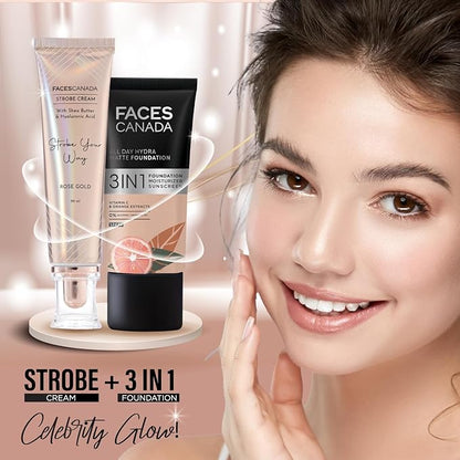 Strobe Cream - Rose Gold | with Shea Butter & Hyaluronic Acid | Hydrating & Illuminating Makeup | for Radiant Dewy Skin | 1.01 Fl Oz (30ml)
