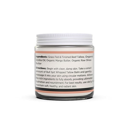 All Natural Whipped Tallow Balm – 100% Grass-Fed Beef Tallow, Organic Ingredients, Handmade Face + Body Moisturizer & Lotion for sensitive skin – 2 FL. OZ. (Fragrance-Free)