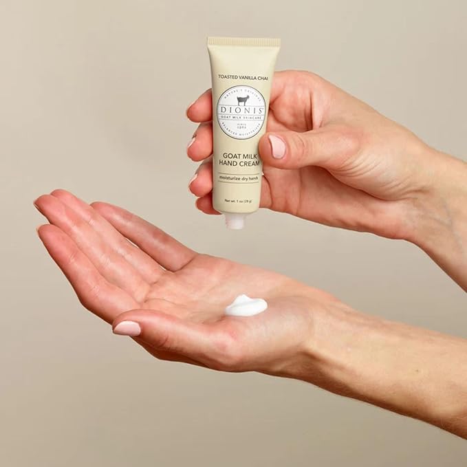 Dionis - Goat Milk Skincare Scented Hand Cream, Travel Size Self Care Moisturizing Lotion For Women, Vitamins & Minerals Hydrate Dry Skin - Cruelty Free, Paraben Free, Vanilla Chai, 1oz Set of 6