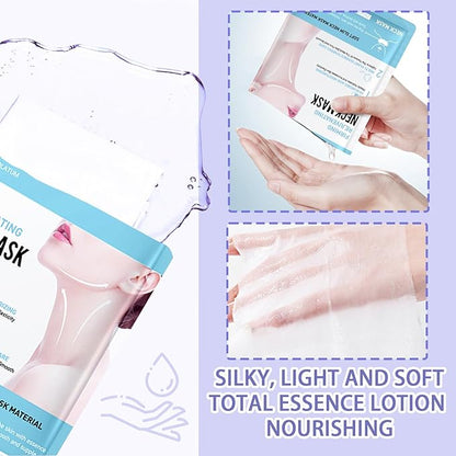Neck Firming Cream and Neck Mask Set,Non-greasy Tighten Face Cream Skincare Moisturizer, 10 Pieces Deep Moisturizing Masks for Tightening, All Skin Type, 11 Pack