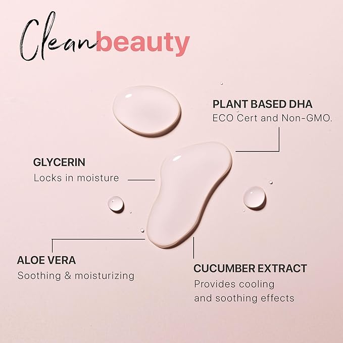 Self Tanner Spray - USA Made with Natural & Organic Ingredients, Fast Drying Spray Tan for Pale Skin, Non Toxic Gradual Tanning Spray, Sunless Tanning Water for Women & Men, Fair to Medium