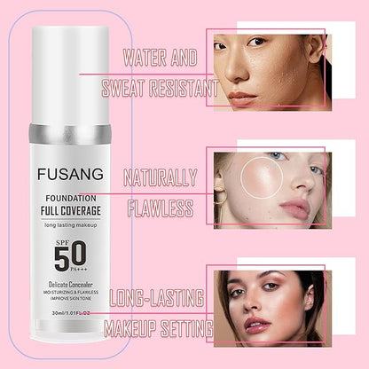 2PCS Color Changing Foundation,Full Coverage Foundation Long Lasting Base A 30ml