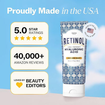 LilyAna Naturals Anti Aging Retinol Face Cream for Women – Wrinkle & Neck Cream for Firming, Retinol Moisturizer for Face with Hyaluronic Acid, Hydrating Night Cream, Collagen Boost (Bottle, 1.0oz)