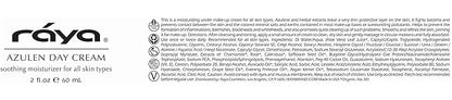 Raya Azulen Cream (301) | Moisturizing Day and Night Face Cream for Combination and Sensitive Skin | Refines, Tones, and Tightens | Made with Soothing Azulene