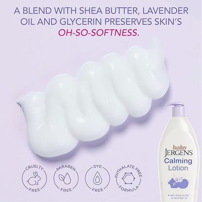 Jergens Baby Calming Lotion, Baby Calming Lotion, Lavender Baby Lotion, Baby Moisturizer with Shea Butter and Lavender Oil, 16.8 Fl Oz