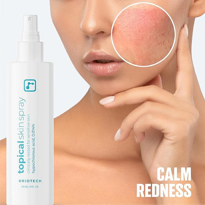 BRIOTECH Topical Skin Spray, Hypochlorous Acid Spray for Body & Face, Eyelid Cleanser, HOCl Facial Mist, Support Against Irritation, Calm Redness, Soothe Foot & Scalp, 128 fl oz (4 Pack)