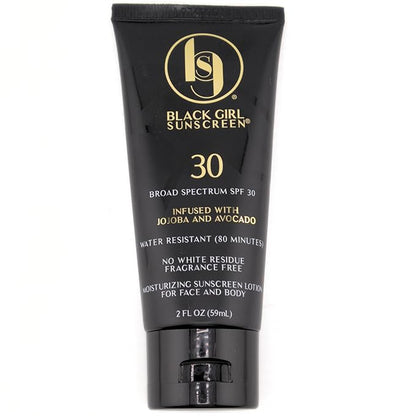 BLACK GIRL SUNSCREEN - Face & Body Moisturizing Sunscreen Lotion SPF 30, No White-Residue for Melanin Rich Skin (2 Fl. Oz.)