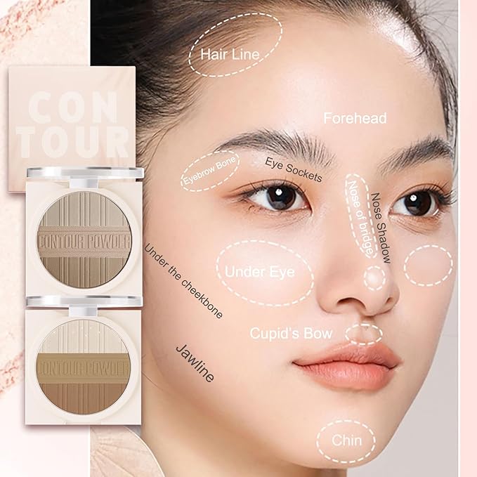 Contour Powder Makeup Palette Matte Face Sculpting Shading Grey Brown
