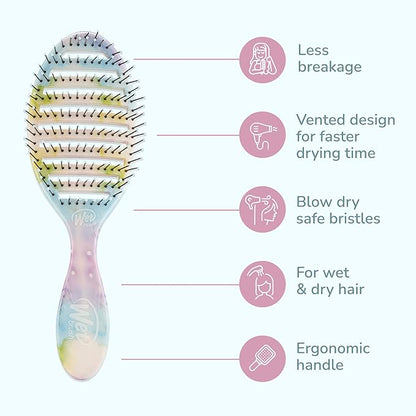 Wet Brush Speed Dry Hair Brush - Splatter (Color Wash) - Vented Design and Ultra Soft HeatFlex Bristles Are Blow Dry Safe With Ergonomic Handle Manages Tangle and Uncontrollable Hair - Pain-Free