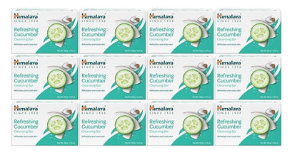 Himalaya Refreshing Cucumber Cleansing Bar, Face and Body Soap for Soft Skin, 4.41 oz, 12 Pack