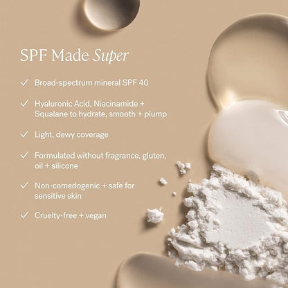 ILIA - Super Serum Skin Tint SPF 40 | Non-Comedogenic, Vegan, Lightweight to Help Against Blue Light, + Pollution while Hydrating, Smoothing, + Refining (Roque ST18, 1 fl oz | 30 ml)