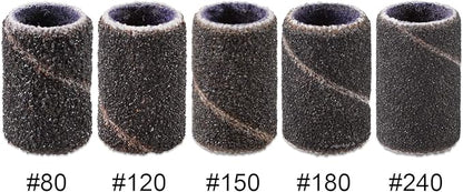 PANA 100 Pieces Nail Sanding Bands Professional Nail Manicure Great Fit for Nail Drill Bits for Acrylic Nails (150 Grit, Black)