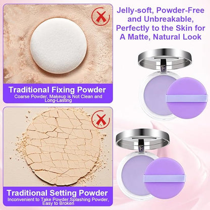 2PCS Oil Control Face Pressed Powder, Lavender Face Cosmetics