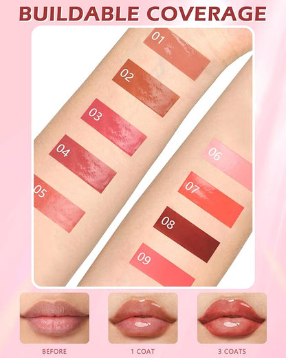 Hydrating Shimmer Lipstick,Moisturizing Jelly Lip Gloss,Shine Pink Red Lipstick Pen, Long Lasting Waterproof Tint Lip Balm Plumping Lip Stain Pen,Women's Day Makeup Gift for Women-03#