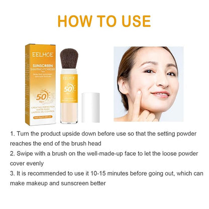 Mineral Sunscreen Setting Powder, Natural Translucent Mineral Brush All Skin