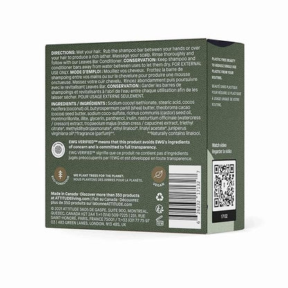ATTITUDE Hydrating Shampoo Bar, Natural Origin, Ideal for Dry, Damaged Hair, Castor Oil, EWG Verified & Clean ingredients, Vegan, Herbal Musk, 4 Oz