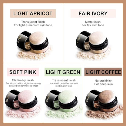 Setting Powder Lightweight Loose Powder Finishing Powder Long-Lasting (Light Green/Translucent) 0.28 Oz