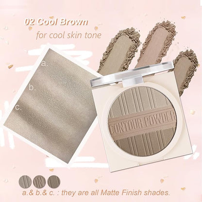 Contour Powder Makeup Palette Matte Face Sculpting Shading Grey Brown